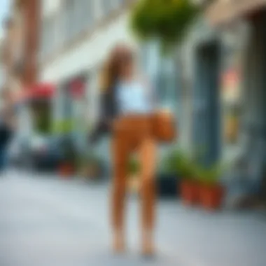 Casual chic look with fitted pants and stylish accessories