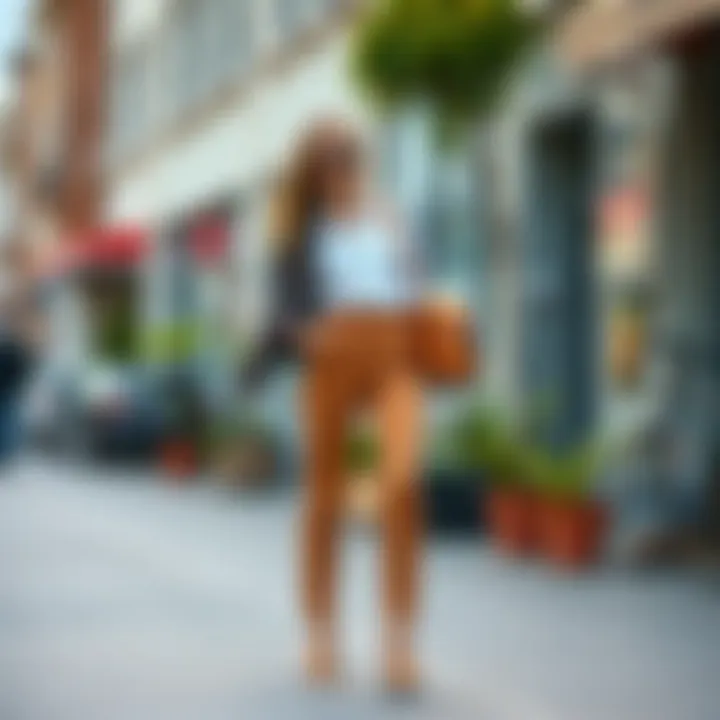 Casual chic look with fitted pants and stylish accessories