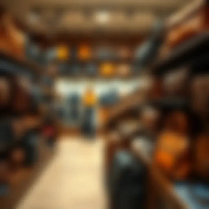 Popular Leather Brands in Retail An assortment of popular leather brands featured in a vibrant retail environment