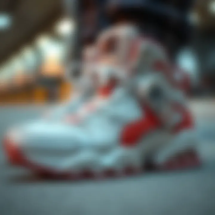 Design Details: The Art of Thick Sports Shoes A close-up view of the intricate design elements of thick sports shoes