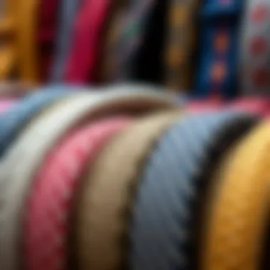 Various fabric types used in woven belts displayed elegantly