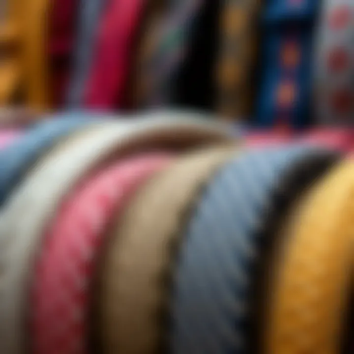 Various fabric types used in woven belts displayed elegantly