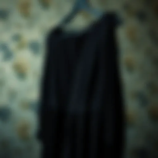 Timeless Elegance in Black Elegant black dress hanging on a vintage hanger