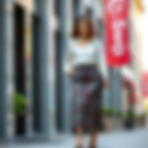 Stylish Combination with Plaid Midi Skirt Elegant plaid midi skirt styled with a chic blouse