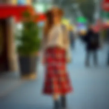 Trendy Accessories with a Midi Skirt Fashionable outfit featuring a plaid midi skirt and trendy accessories