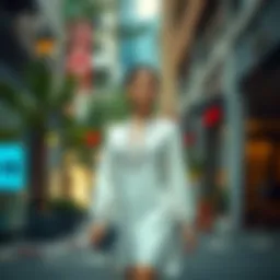 Elegant ekru tunic displayed in a chic urban setting