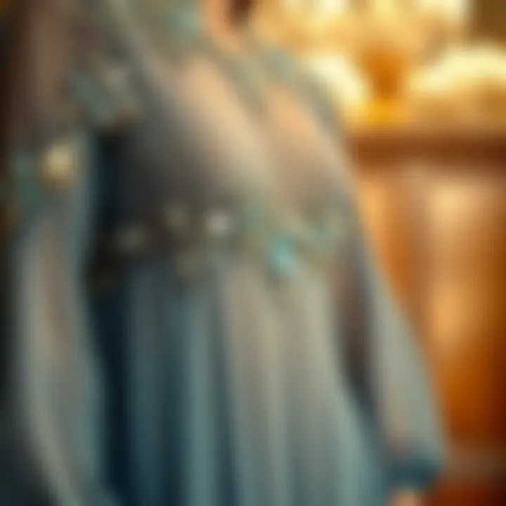 Elegant dress showcasing detailed stonework
