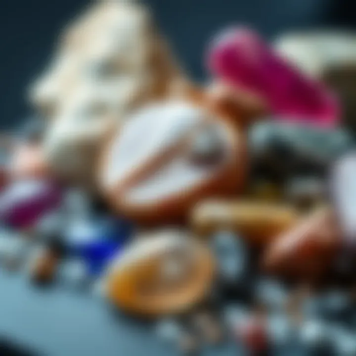 Close-up of various stones used in fashion design