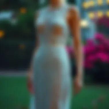 Elegant evening dress showcasing intricate lace details