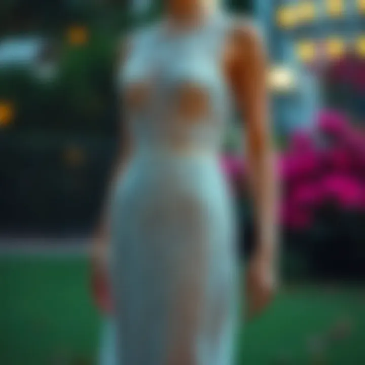 Elegant evening dress showcasing intricate lace details