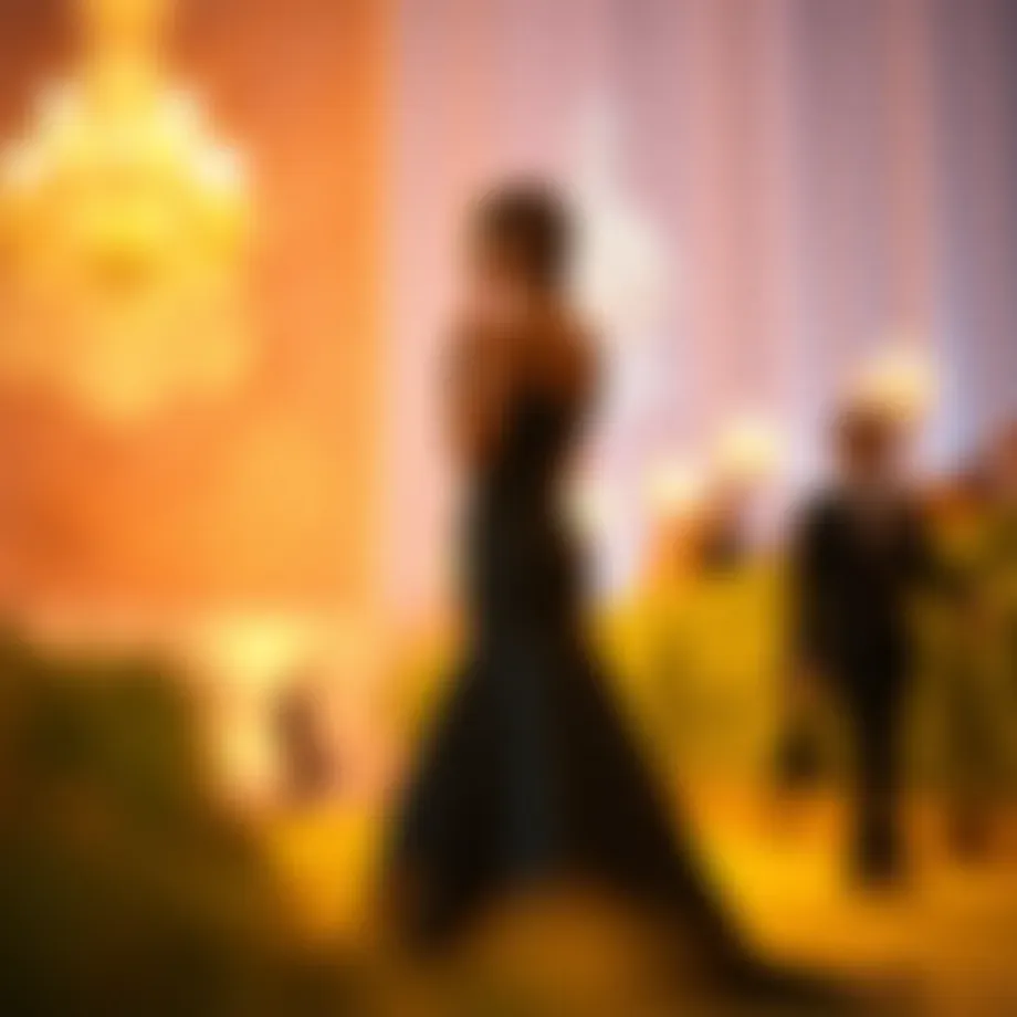 Elegant evening gown showcasing a unique silhouette