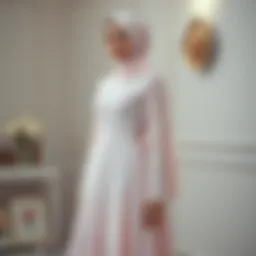 Elegant hijab wedding dress in soft pastel colors