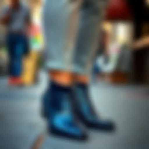 Elegant navy blue shoes paired with casual attire