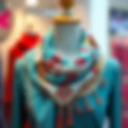 Elegant shawl accessory displayed on a mannequin