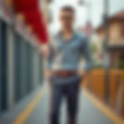 Elegant slim fit trousers paired with a casual shirt