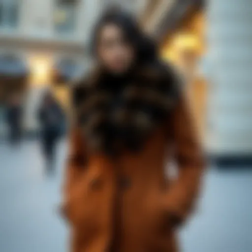 Modern Fashion Trends with Suede and Fur Elegant suede jacket with fur collar showcasing modern fashion trends