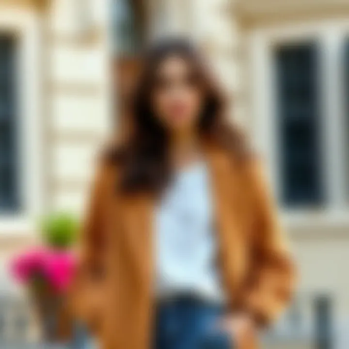 An elegant summer coat paired with smart casual attire