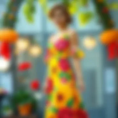 Elegant summer dress in a vibrant floral print