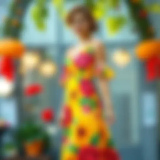 Elegant summer dress in a vibrant floral print