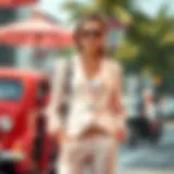 Elegant summer jacket and pants set for women