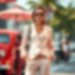 Elegant summer jacket and pants set for women