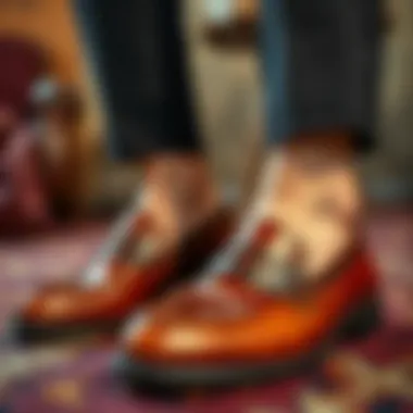 Close-up of luxurious loafers matching a formal outfit