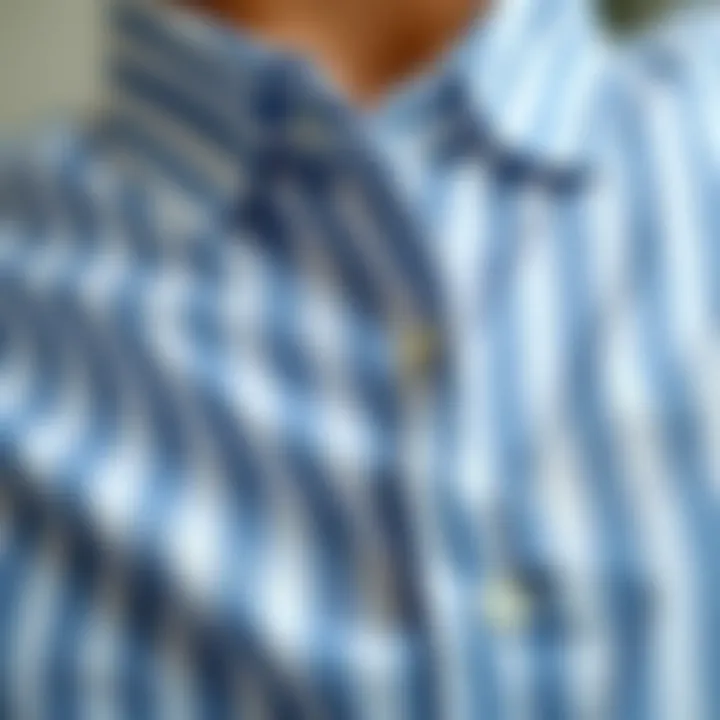 Elegance in Fabric: A Close-Up of Stripes Elegant blue and white striped shirt showcasing fine fabric texture