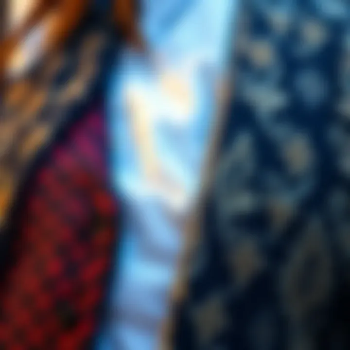 Close-up of fabric and patterns in a vest