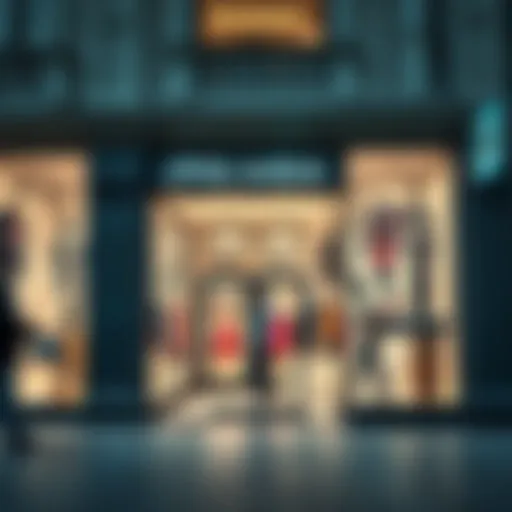 Elegant storefront showcasing high fashion apparel