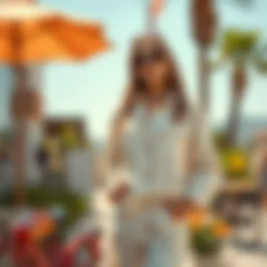 Fashionable outdoor scene with a linen jacket