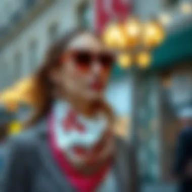 Elevating Outfits with Silk Accessories Fashionable outfit complemented by a silk scarf