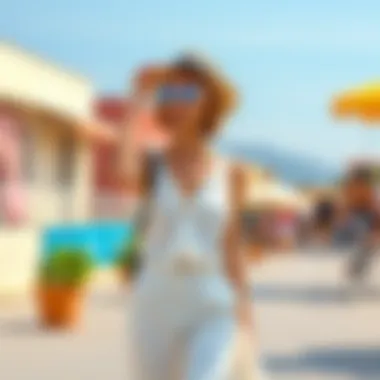 Perfect Summer Ensemble A fashionable ensemble featuring light fabrics perfect for hot days.