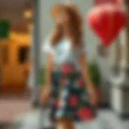 Elegant floral skirt outfit suitable for a summer event