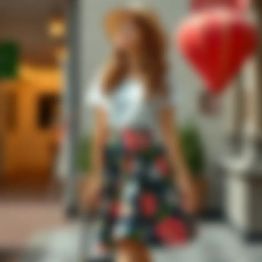 Elegant floral skirt outfit suitable for a summer event