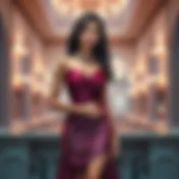 Elegant short evening dress in a luxurious fabric