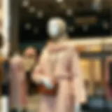 Modern modest outfit displayed on a mannequin in a boutique