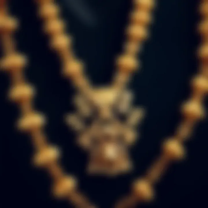 Intricate Craftsmanship of Gold Necklaces Close-up view of intricate details on a gold necklace