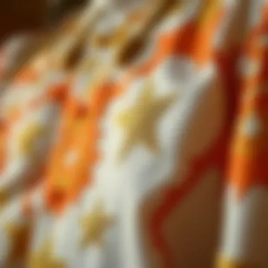 Texture and Detail: The Craftsmanship Behind the Golden Star Shirt Close-up of fabric texture showcasing intricate design