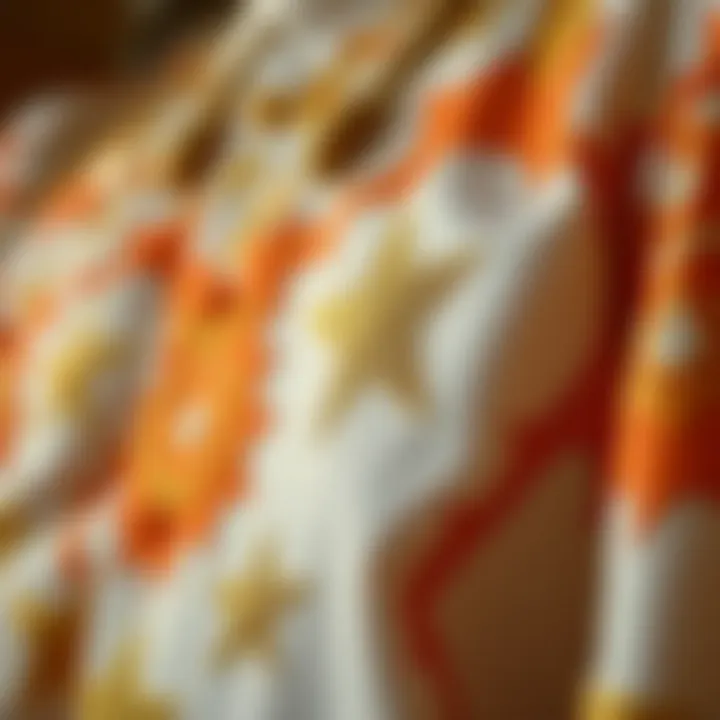 Texture and Detail: The Craftsmanship Behind the Golden Star Shirt Close-up of fabric texture showcasing intricate design