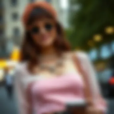 Chic accessories paired with a vibrant crop top