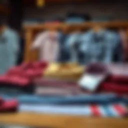 Variety of shirt fabrics displayed on a table