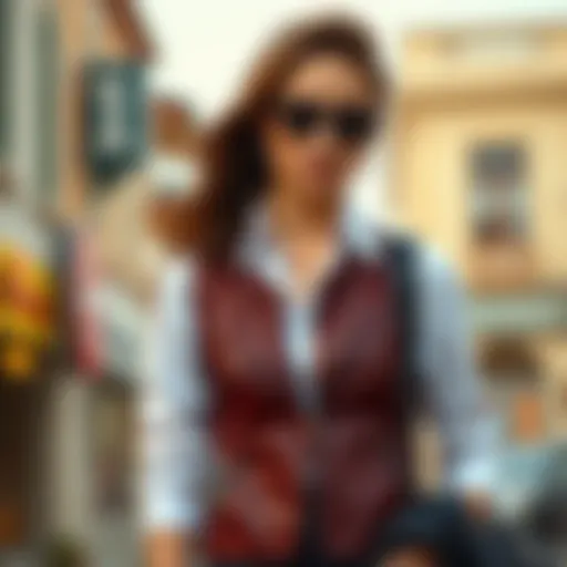 Chic Layering with Leather Vests Elegant leather vest layered over a stylish shirt