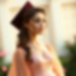 Elegant graduation dress in pastel shades