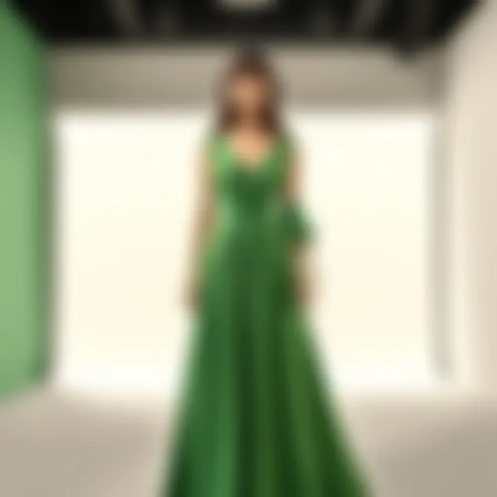 Artful Presentation of Green Fashion Green dress on a minimalist artful background