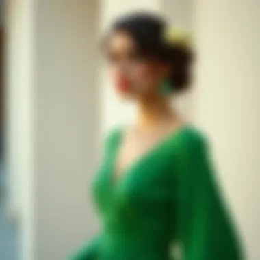 Modern Elegance in Green Elegant green dress showcasing a modern design