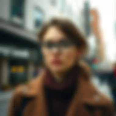 Modern Fashion Trends with Gray Eyeglass Frames Modern fashion trends featuring gray eyeglass frames on stylish outfits.