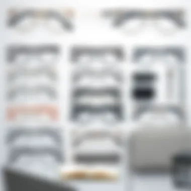 Mood Board of Gray Eyeglass Frames and Accessories A mood board showcasing various combinations of gray eyeglass frames and accessories.