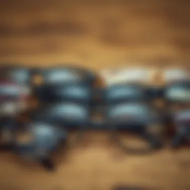 Vintage Gray Eyeglass Frames A vintage collection of gray eyeglass frames showcasing unique designs.