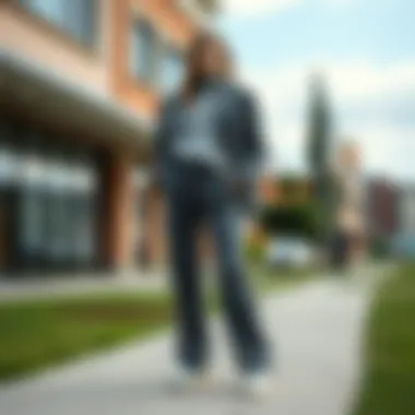 Versatile Outfit Styling Fashionable outfit combination featuring grey velvet pants