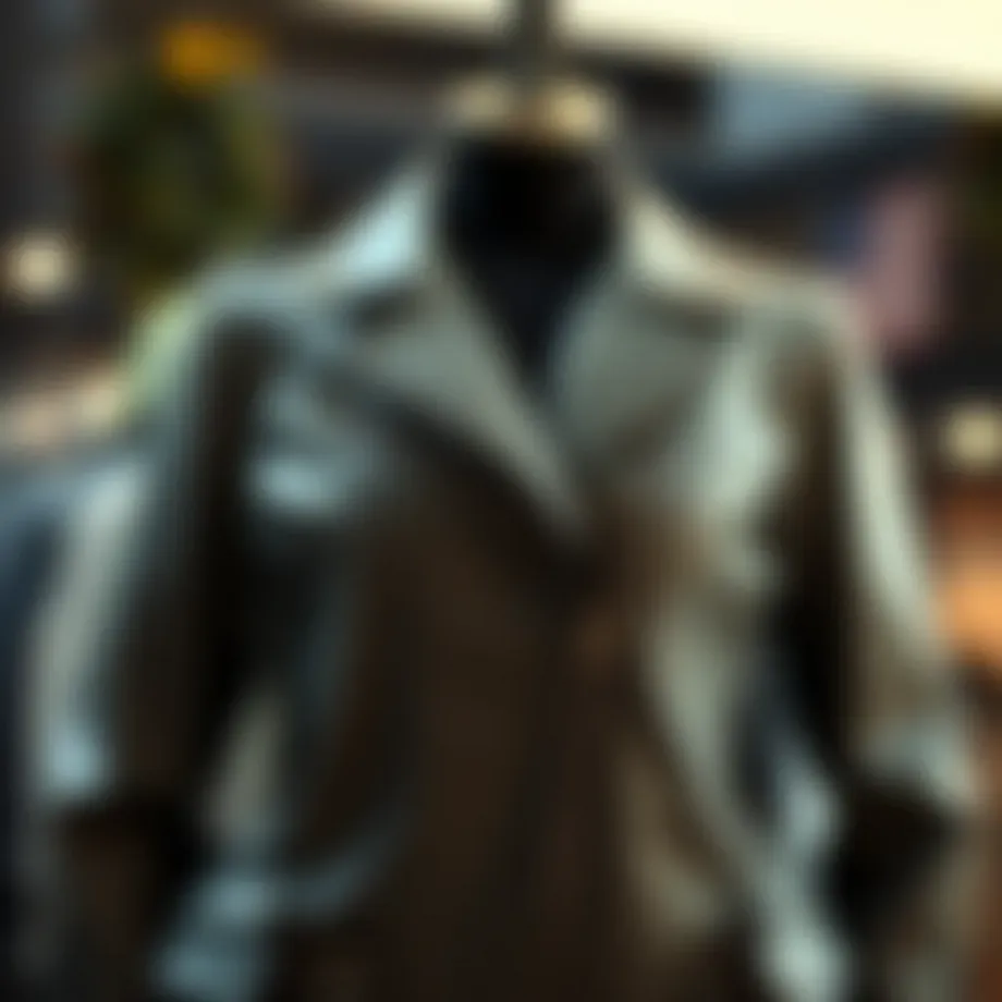 Stylish gray faux leather jacket displayed elegantly